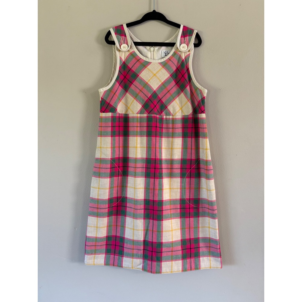 Vintage Lilly Pulitzer Red Green Plaid Shift Dress Jumper Pockets Size‎ 8